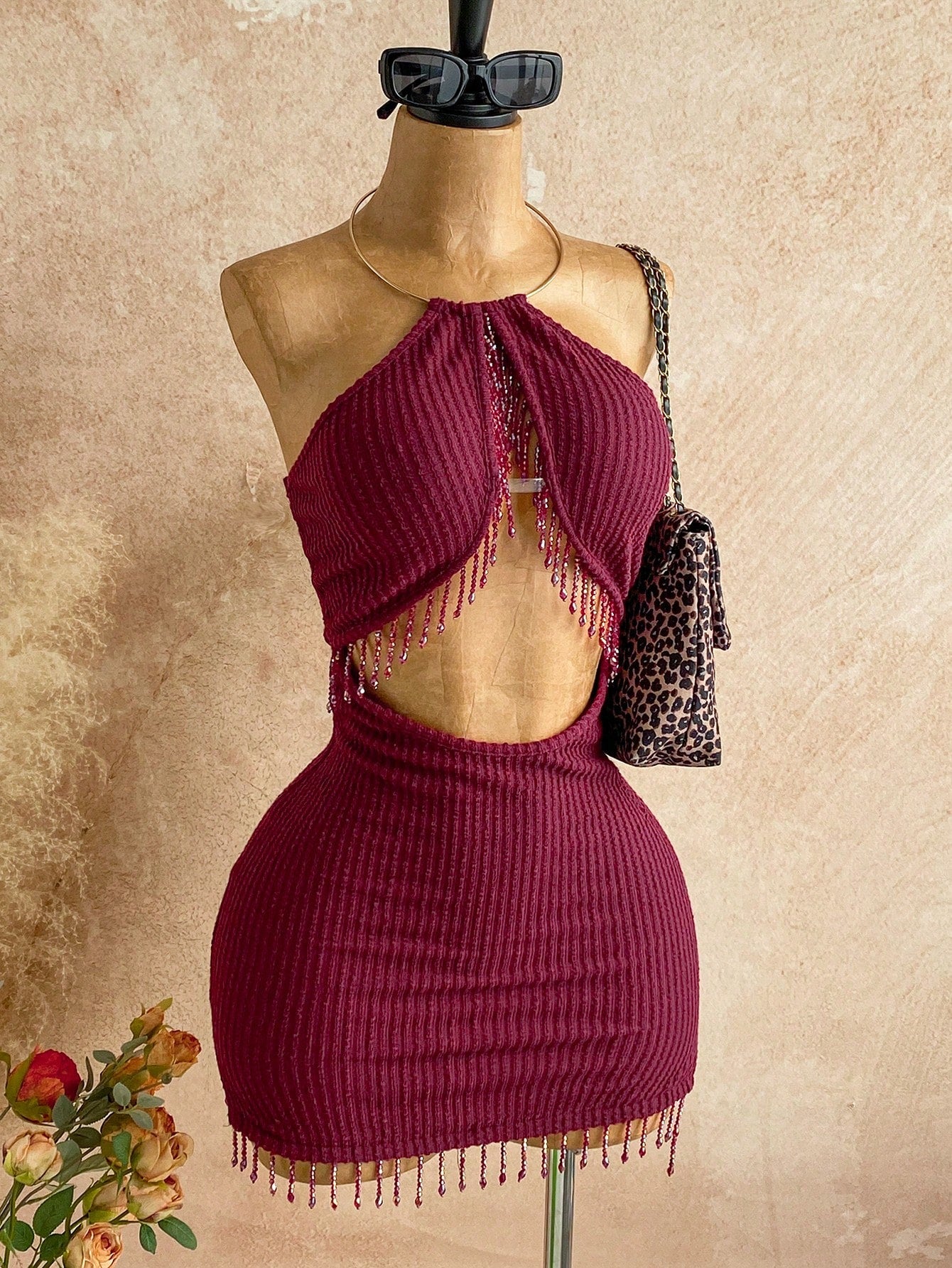 Women's Sexy Halter Knit Mini Dress