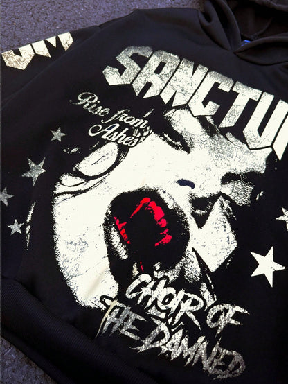 Men Blurred Figure Print Cropped Hoodie