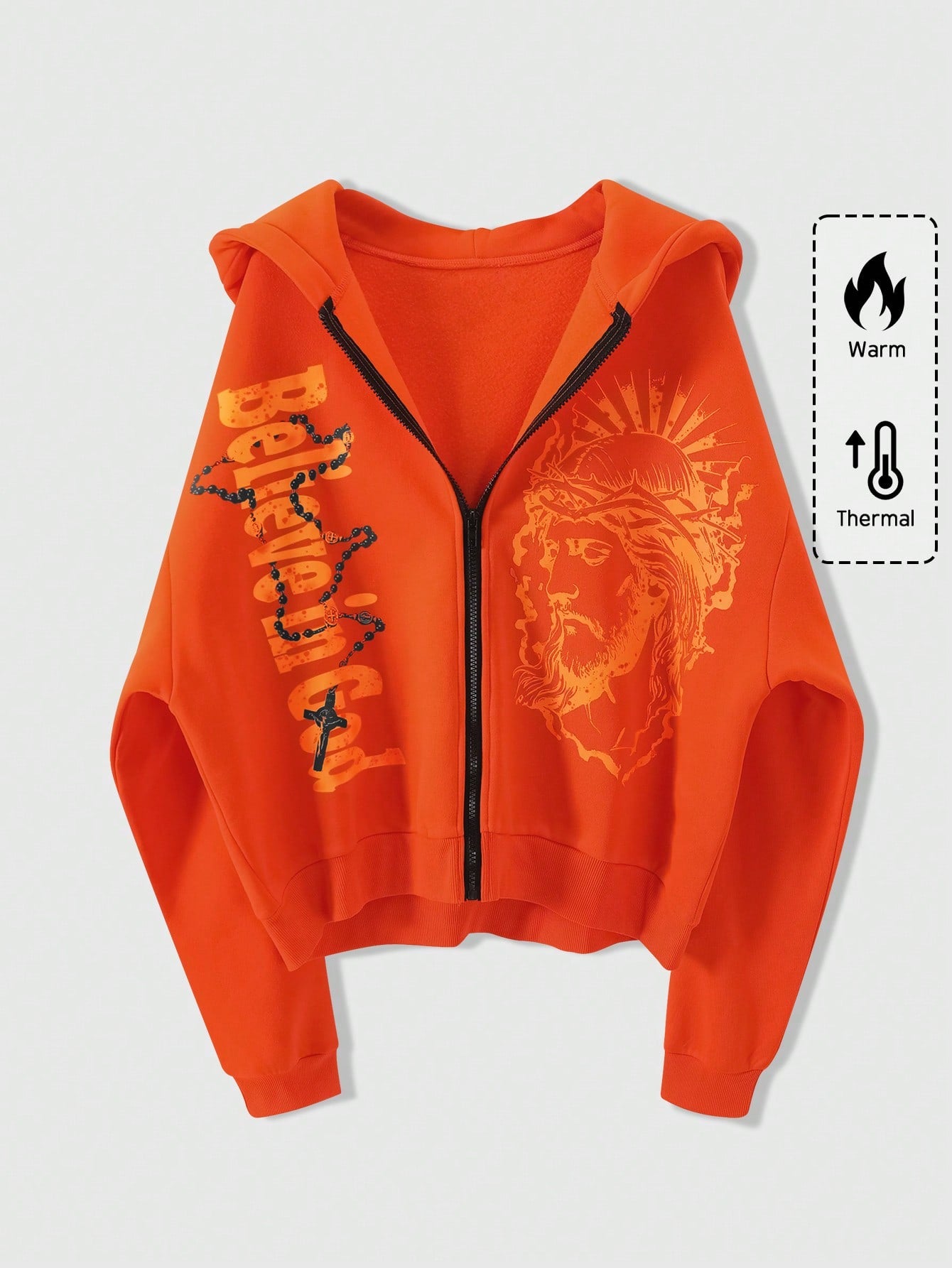 Men's Letter Print Y2K Zip-Up Streetwear Hoodie