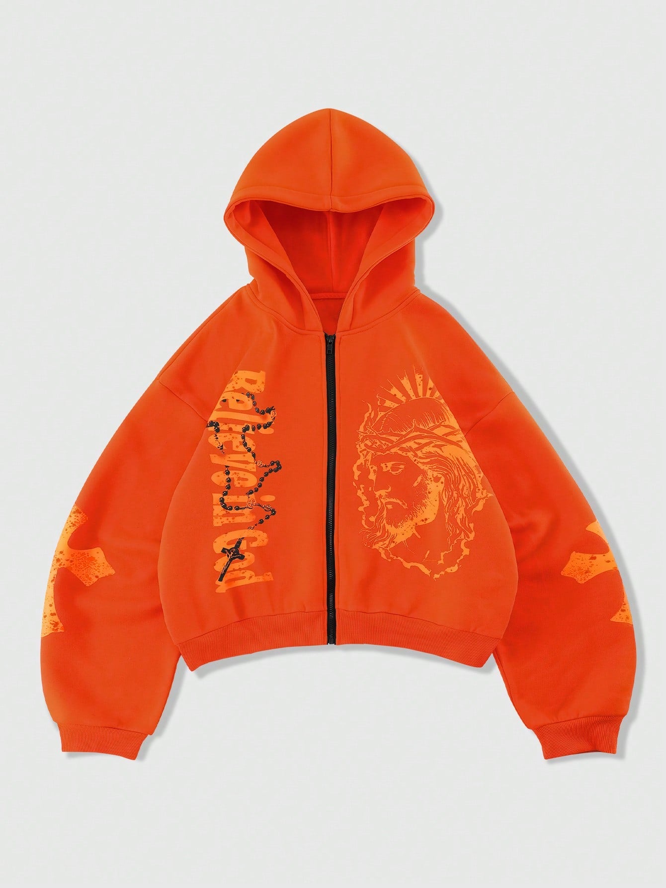 Men's Letter Print Y2K Zip-Up Streetwear Hoodie