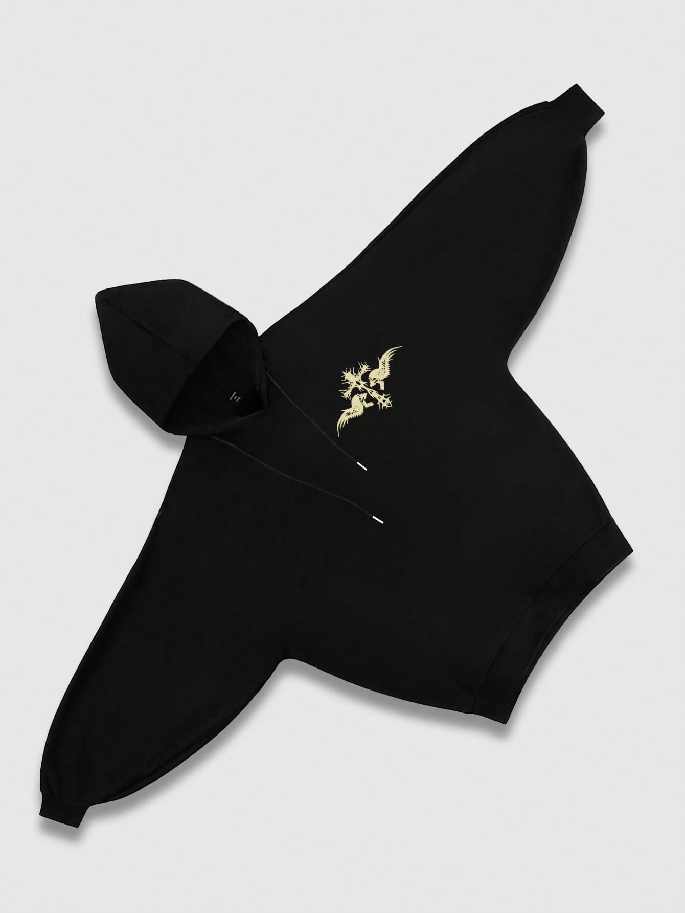 Black Oversized Gothic Batwing Hoodie