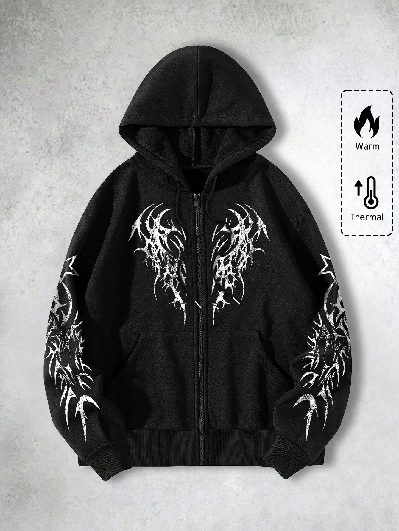 Men's Goth Red Graphic Zip-Up Hoodie