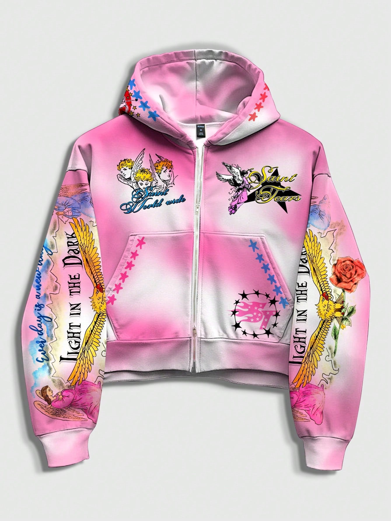 Men's Anime Tie-Dye Zip-Up Hoodie
