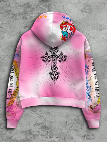 Men's Anime Tie-Dye Zip-Up Hoodie