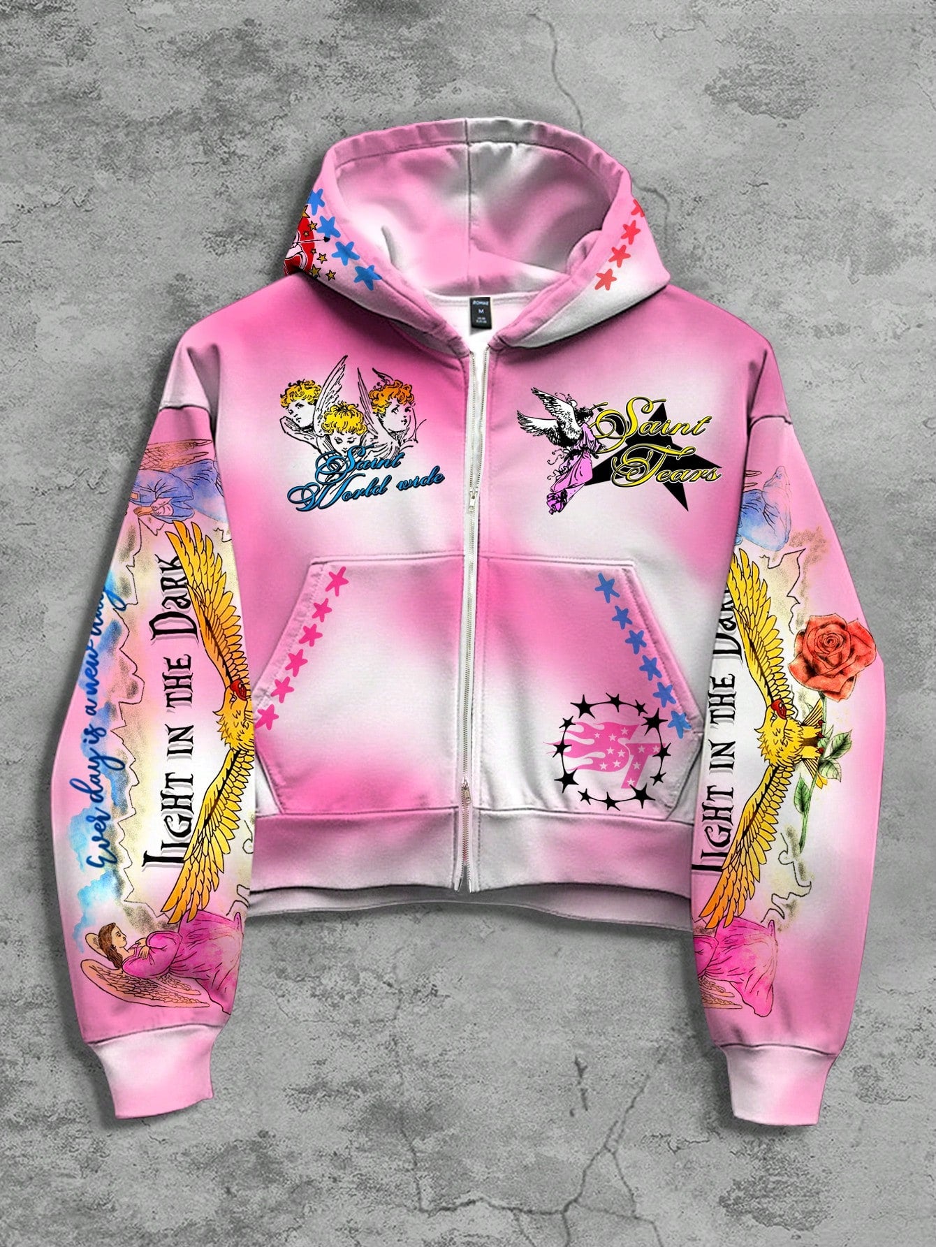 Men's Anime Tie-Dye Zip-Up Hoodie