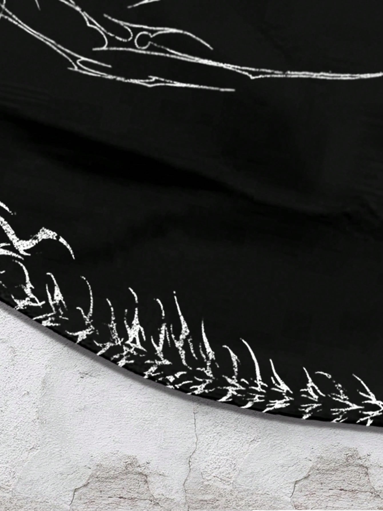 Men's Goth Rhinestone Graphic Zip-Up Hoodie