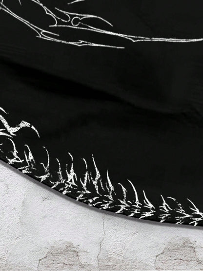Men's Goth Rhinestone Graphic Zip-Up Hoodie