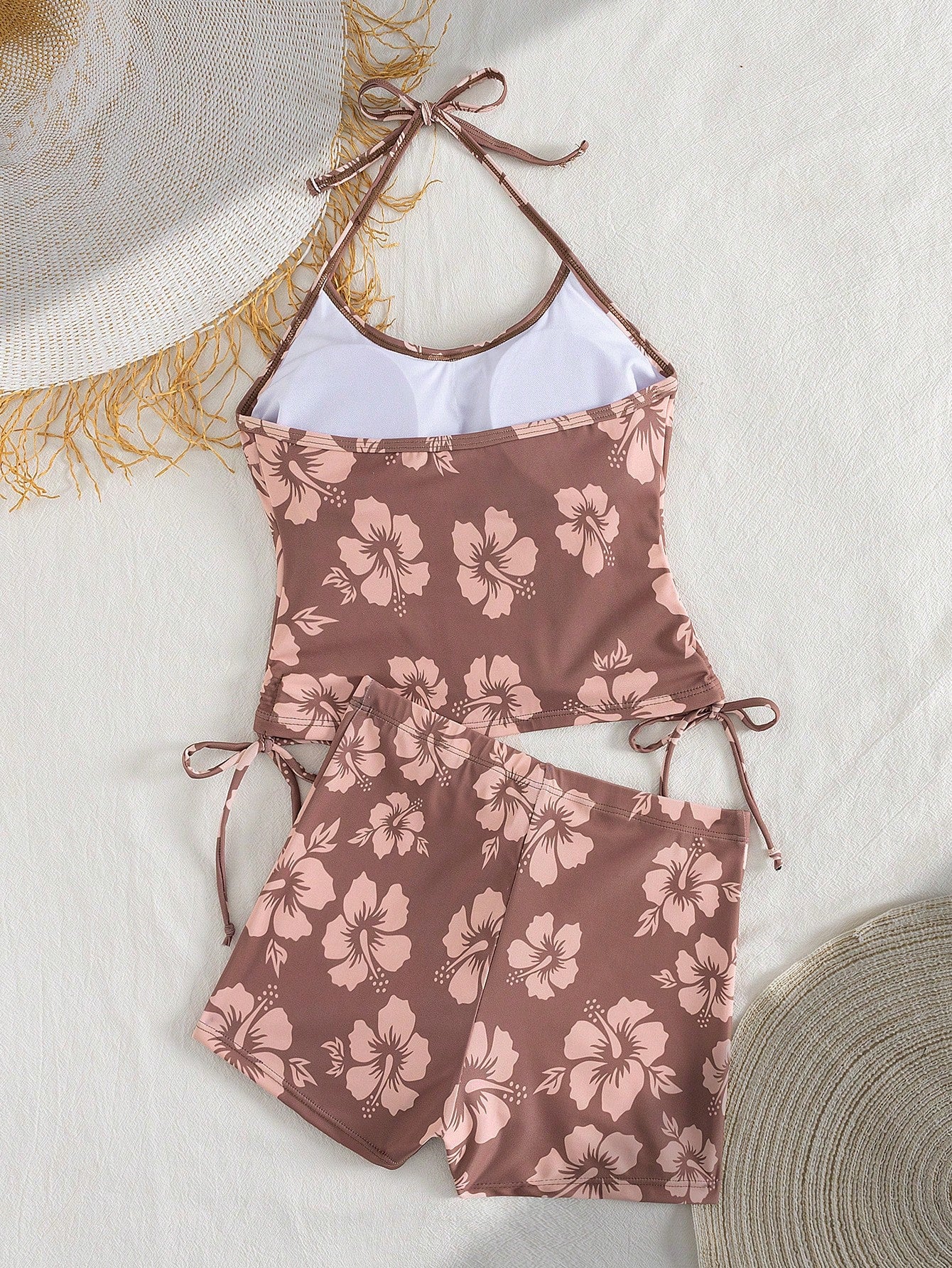 Floral Print Spaghetti Strap Tankini Swimsuit Set