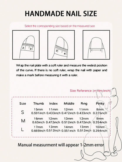 10pcs Pink French Coffin Handmade Bow Press-On Nails - Pisif