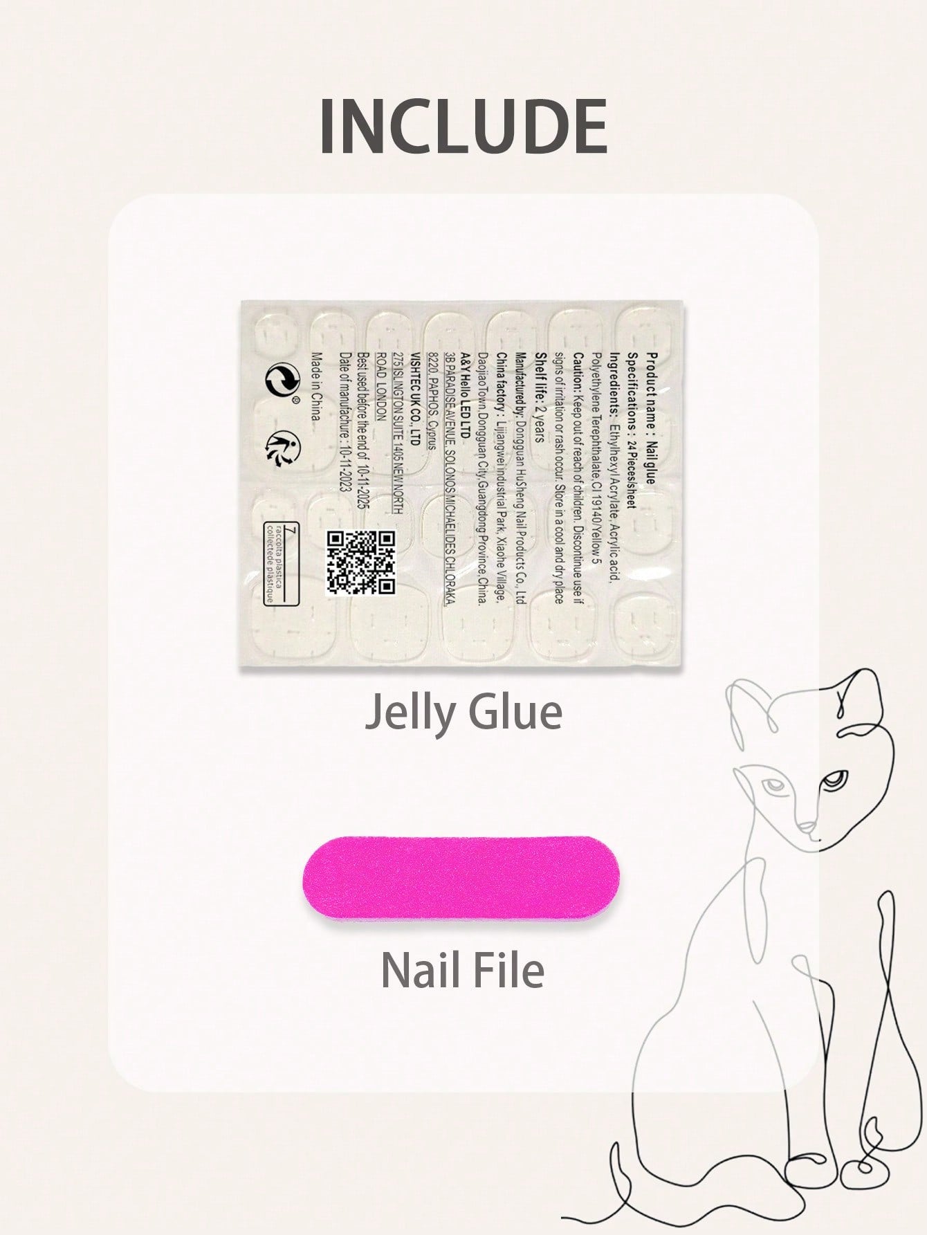 10pcs Pink French Coffin Handmade Bow Press-On Nails - Pisif