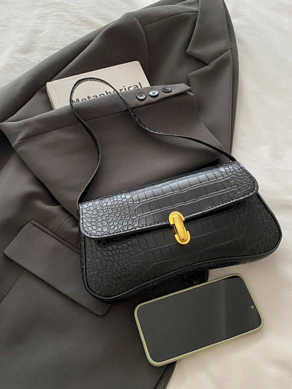 Retro Colorblock Leopard Print Elegant Underarm Bag