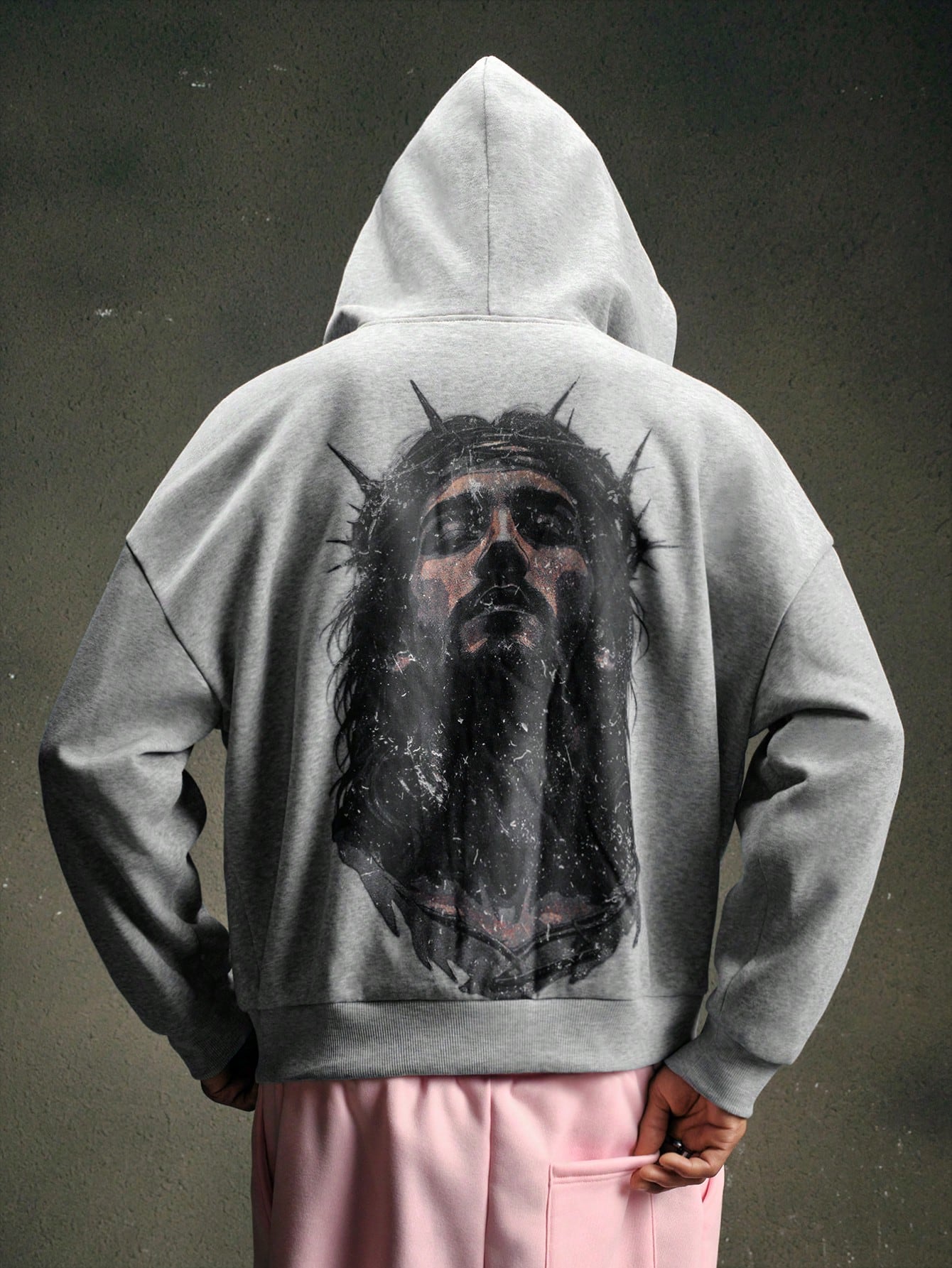Men's Hip Hop Jesus Print Zipper Hoodie