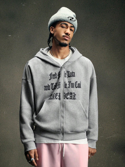 Men's Hip Hop Jesus Print Zipper Hoodie
