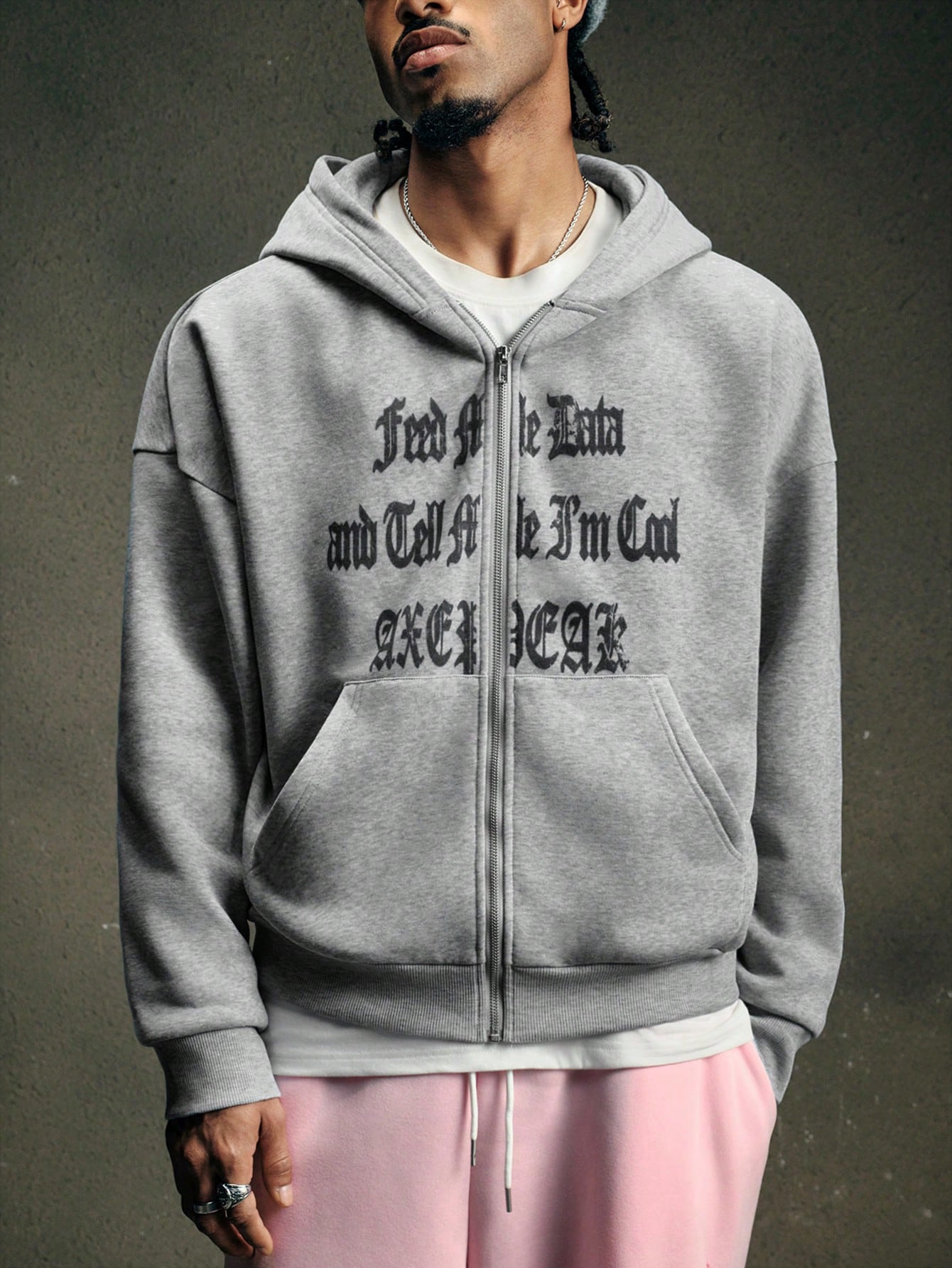 Men's Hip Hop Jesus Print Zipper Hoodie