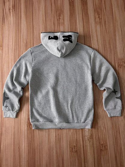Men's Loose Fit Thermal Zip-Up Hooded Sweatshirt