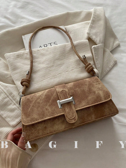 Elegant Metal Decor Shoulder Handbag for Work & Party