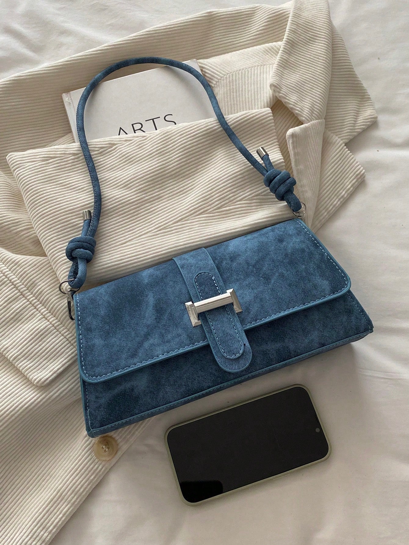 Elegant Metal Decor Shoulder Handbag for Work & Party