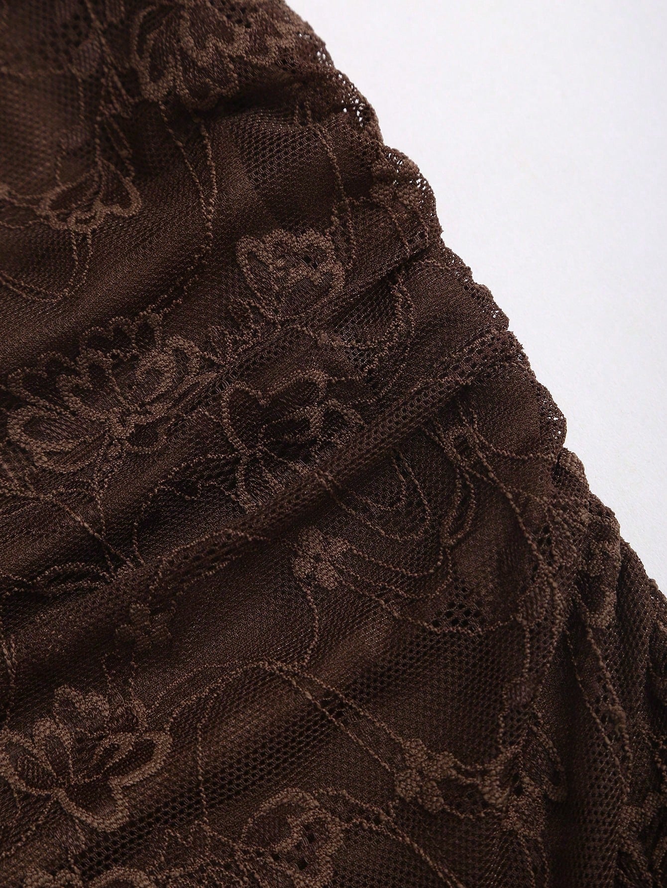 Brown Lace Asymmetrical Hem Mini Dress