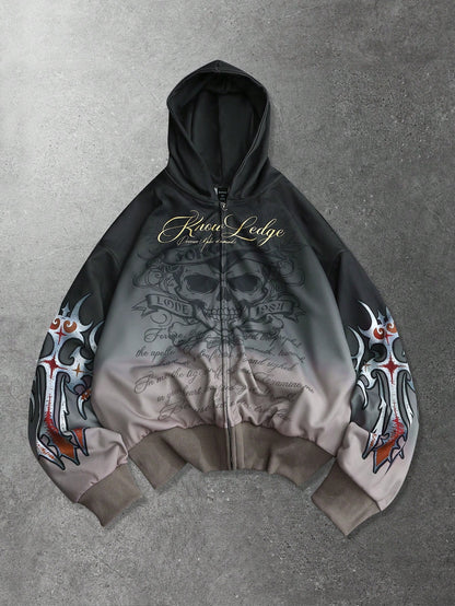 Men's Ombre Skull Graphic Hoodie