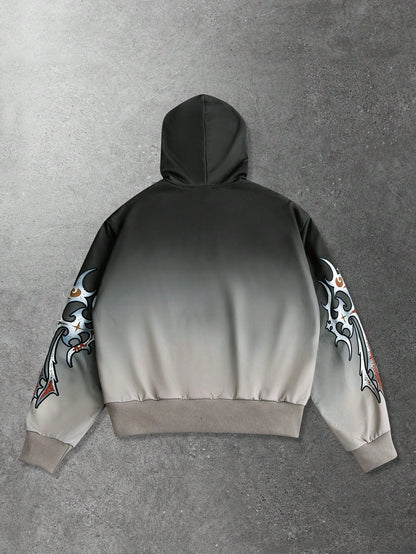 Men's Ombre Skull Graphic Hoodie