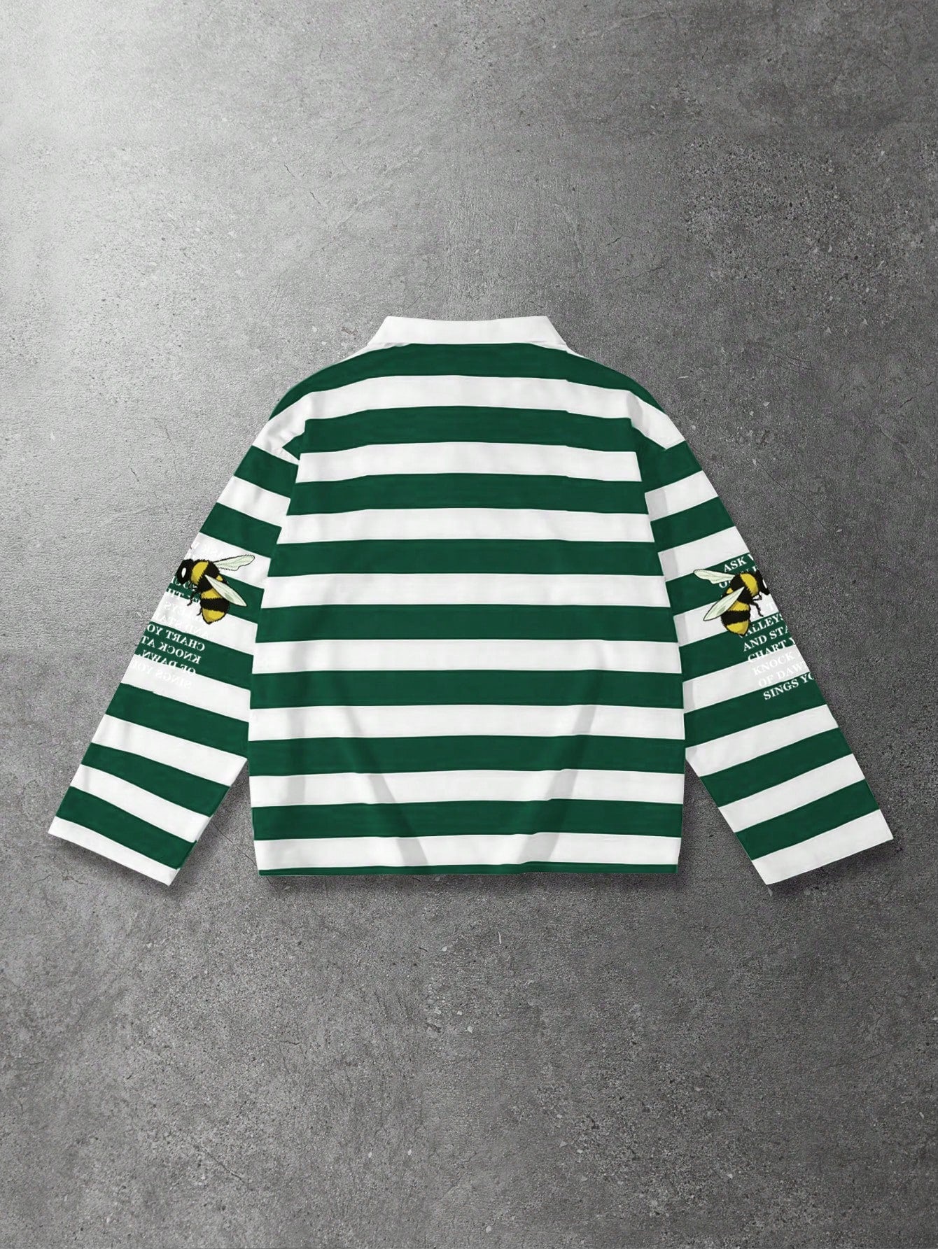 Men Striped Long Sleeve Loose Graphic Polo Shirt