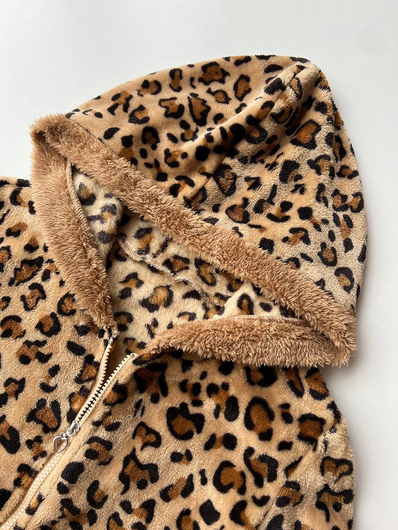 Women's Leopard Print Flannel Thermal Hooded Sweatshirt