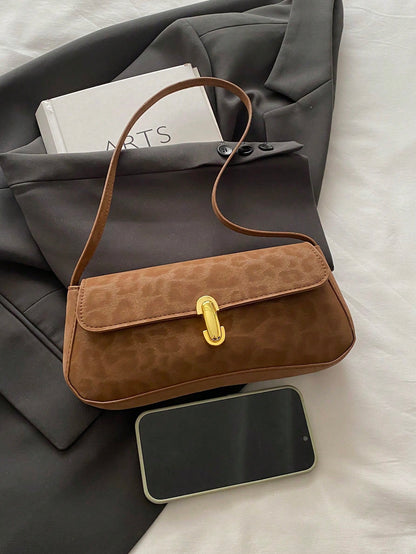 Retro Colorblock Leopard Print Elegant Underarm Bag