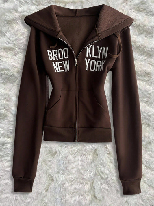 Letter Embroidery Casual College Style Jacket