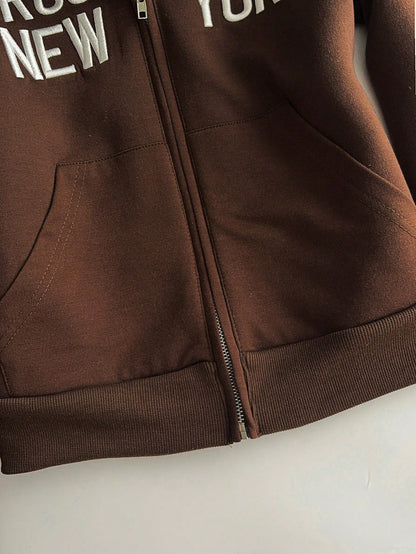 Letter Embroidery Casual College Style Jacket