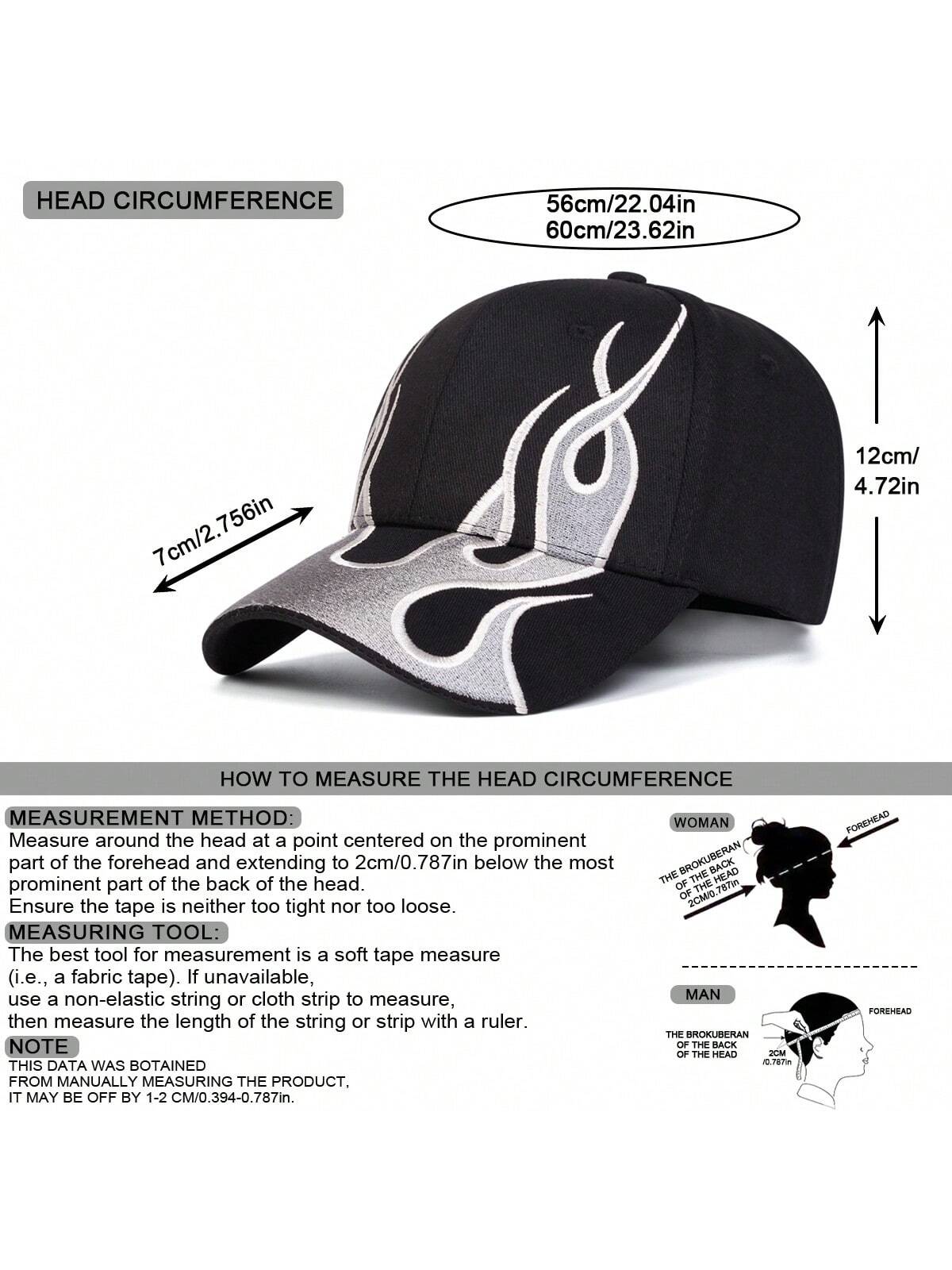 Men's Flame Embroidered Adjustable Baseball Cap