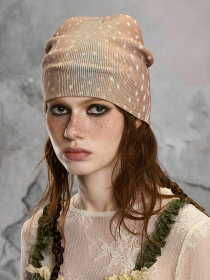Fairycore Brown Deer Pattern Retro Animal Print Beanie