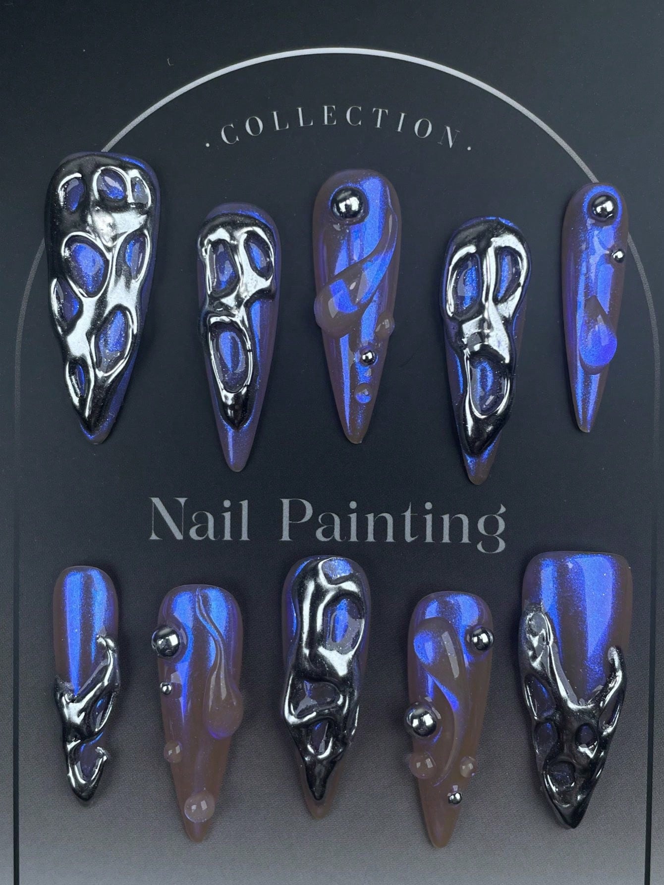 Y2K Leopard Punk Chrome Long Stiletto Press-On Nails