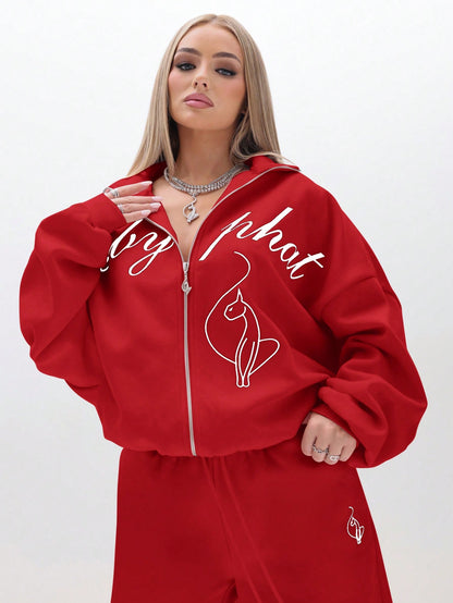 BABYPHAT Oversized Zip-Up High-Neck Hoodie