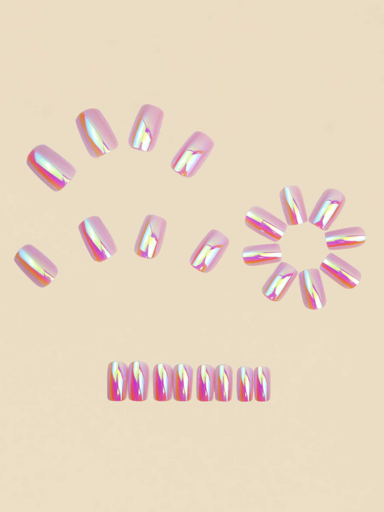 24pcs Metallic Gothic Pink Press-On Nails