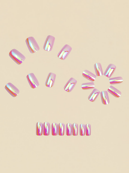 24pcs Metallic Gothic Pink Press-On Nails
