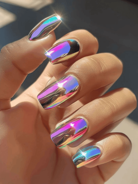 24pcs Metallic Gothic Pink Press-On Nails