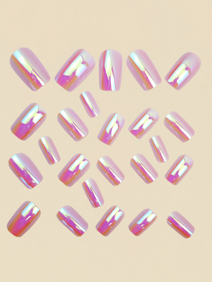 24pcs Metallic Gothic Pink Press-On Nails