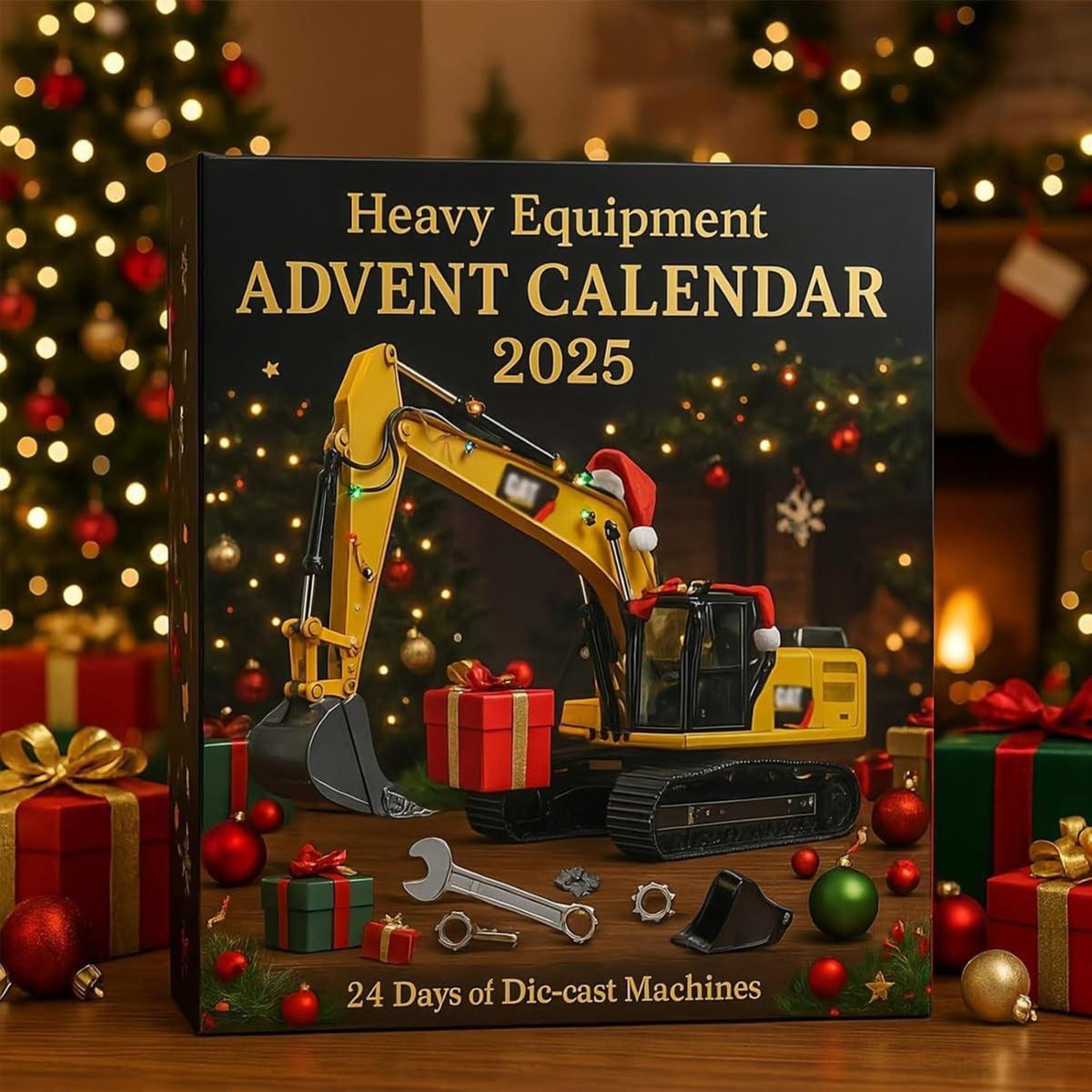 Construction Vehicles 2d Acrylic Advent Calendar 2025 24 Day Christmas Countdown With Mini Trucks And Diggers Fun Gift For Kids  Families