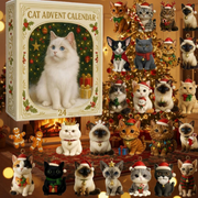 Cat Advent Calendar 2025 24 Day Christmas Countdown Box With Cute Cat Figurines Holiday Gift Idea For Cat Lovers Kids  Adults