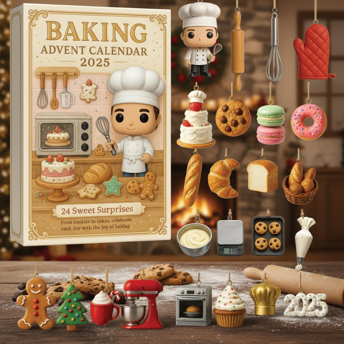 Baking Advent Calendar 2025 24 Mini Baking Themed Ornaments