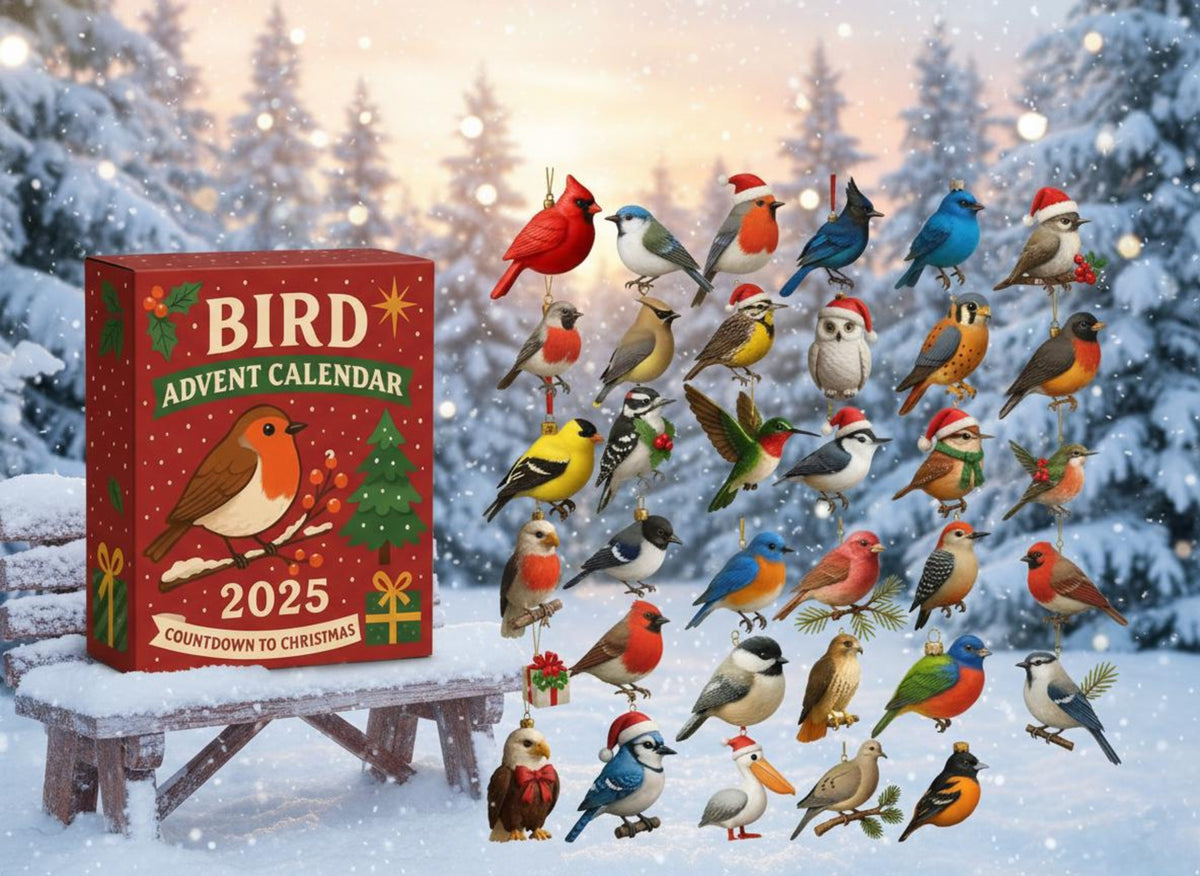 Bird Advent Calendar 2025 24 Mini Bird Ornaments For Christmas Countdown Holiday Gift For Nature Lovers  Woodland Decor Fans