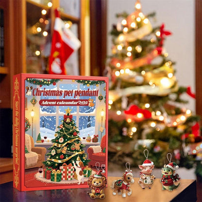 Christmas Pet Advent Calendar 2025  24 Cute Animal Ornaments  Dog Cat Bunny Reindeer Figurines  Holiday Countdown Gift Box