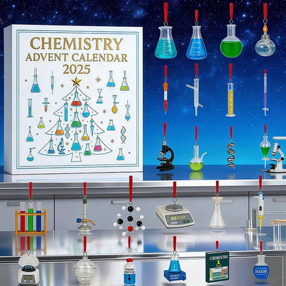 Chemistry Advent Calendar 2025 Science Ornament Set 24pc Stem Christmas Gift For Scientist Chemist Teacher Gift Lab Equipment Decor