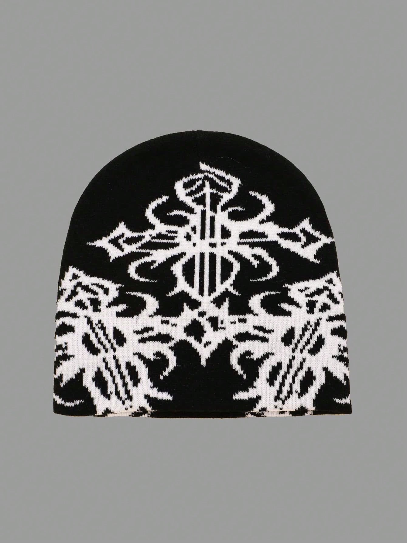 Geometric Pattern Knitted Men's Street Beanie Hat