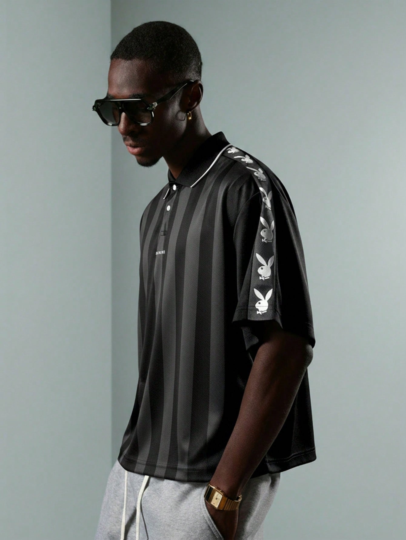 PLAYBOY X SUMWON Crop Fit Bunny Logo Polo Shirt
