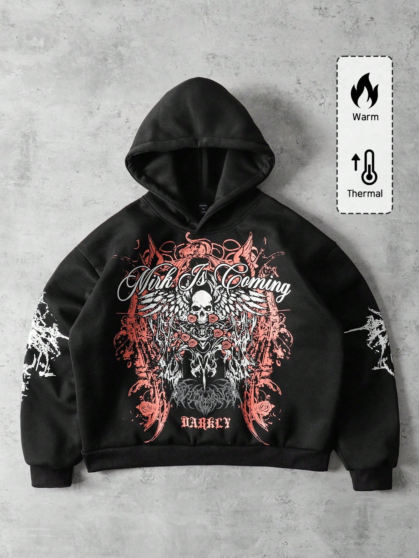 Men Skull Graphic Grunge Punk Hoodie