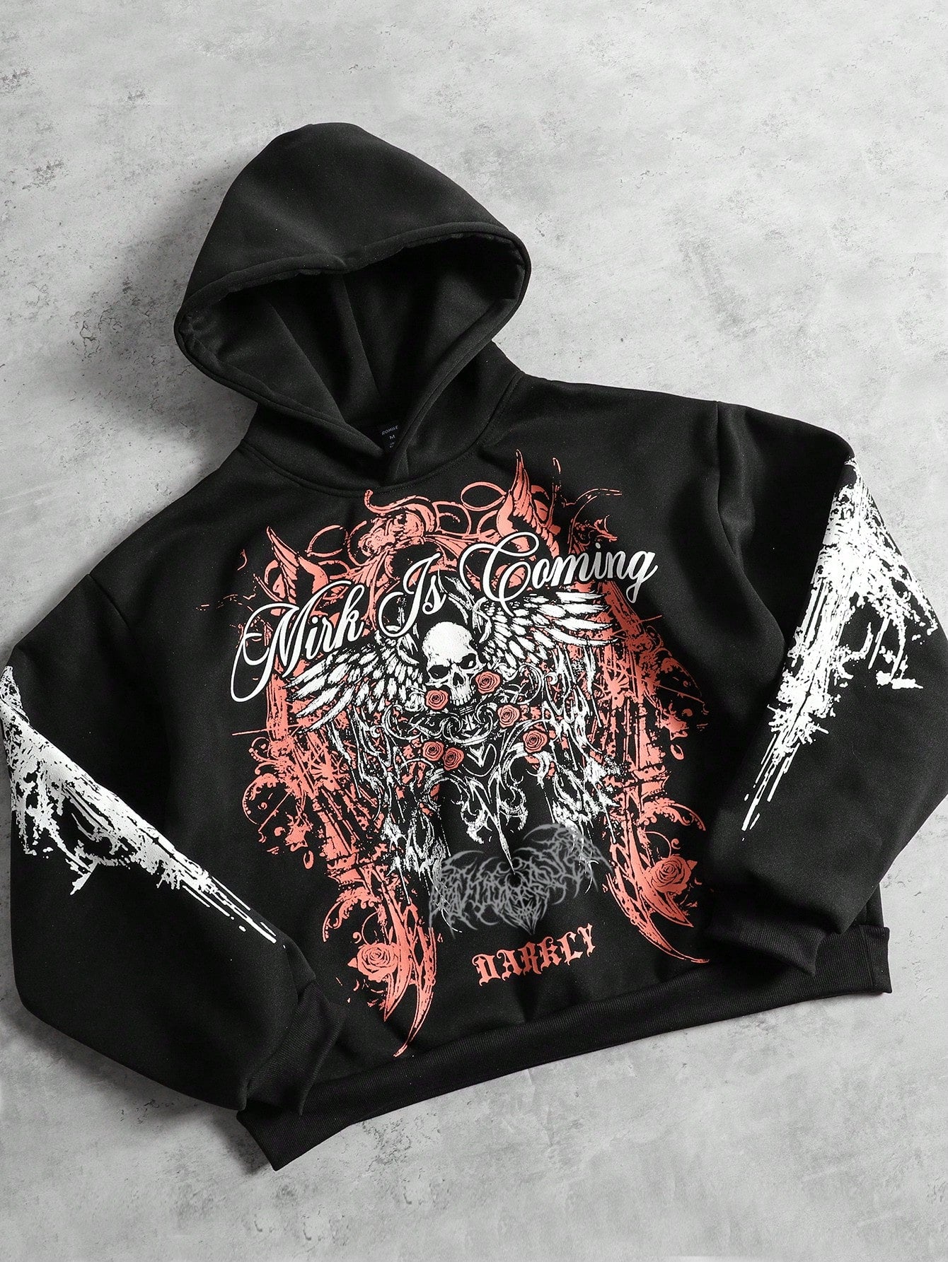 Men Skull Graphic Grunge Punk Hoodie