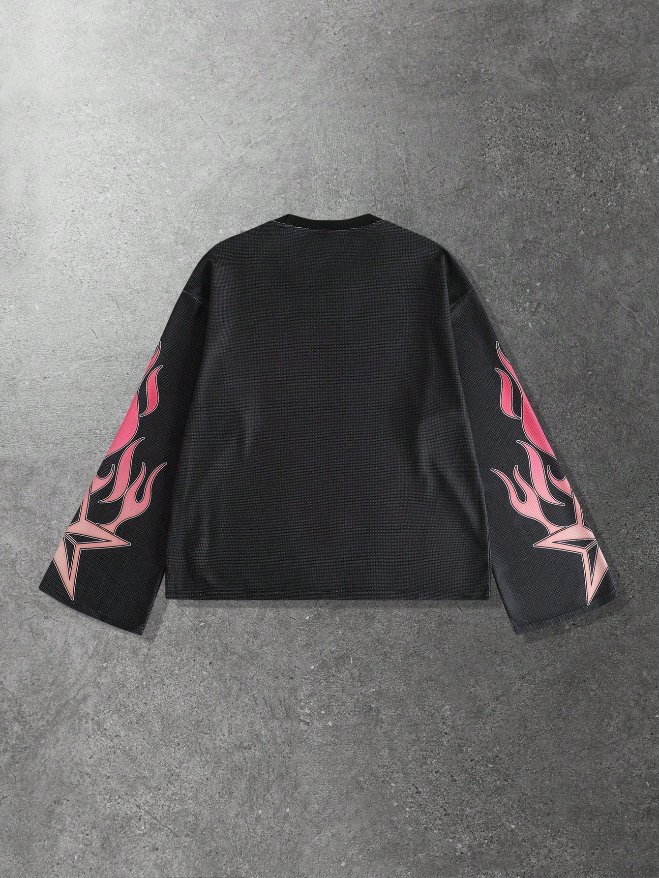 Men Flame Teeth Print Long Sleeve Tee