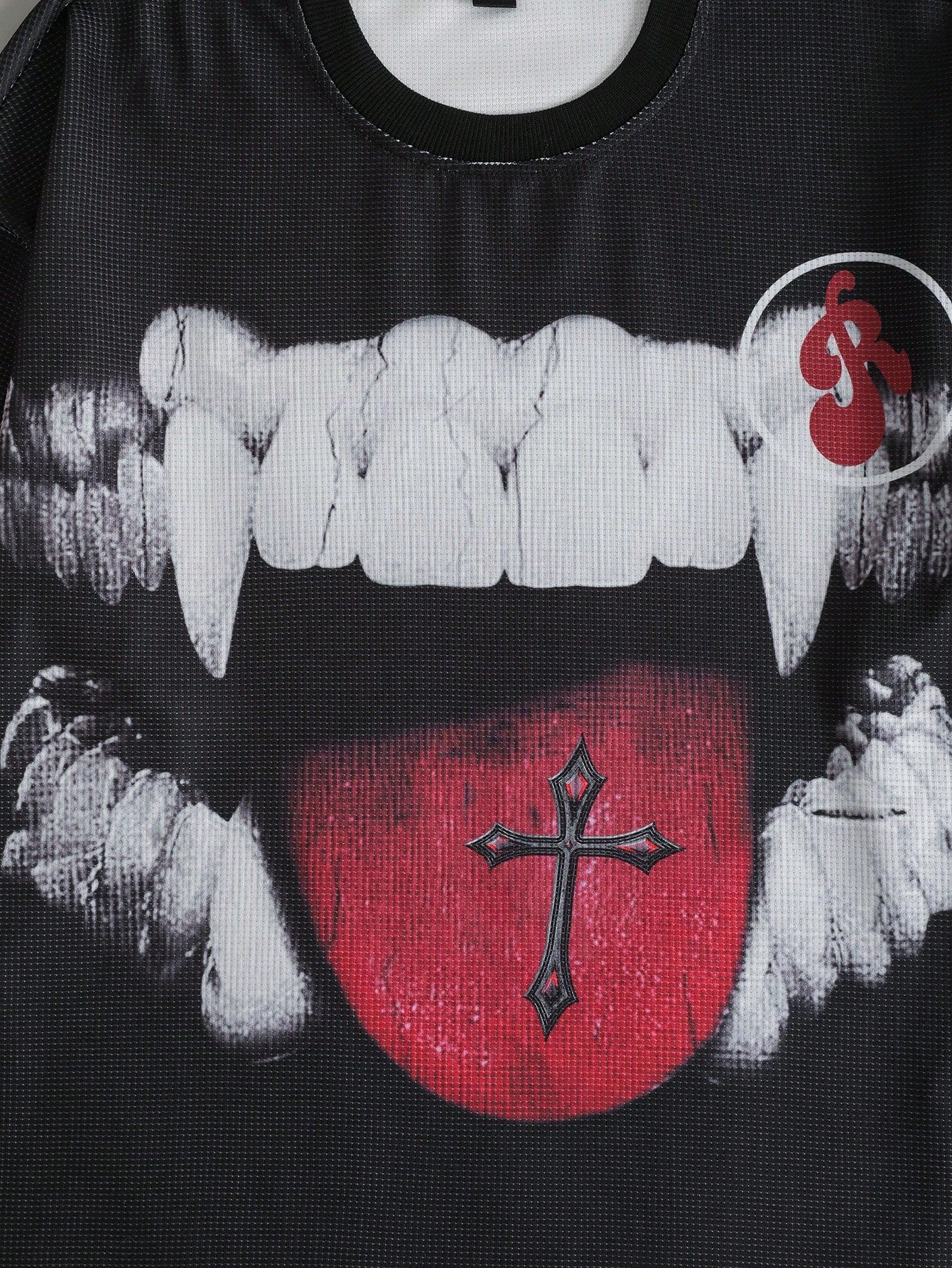 Men Flame Teeth Print Long Sleeve Tee