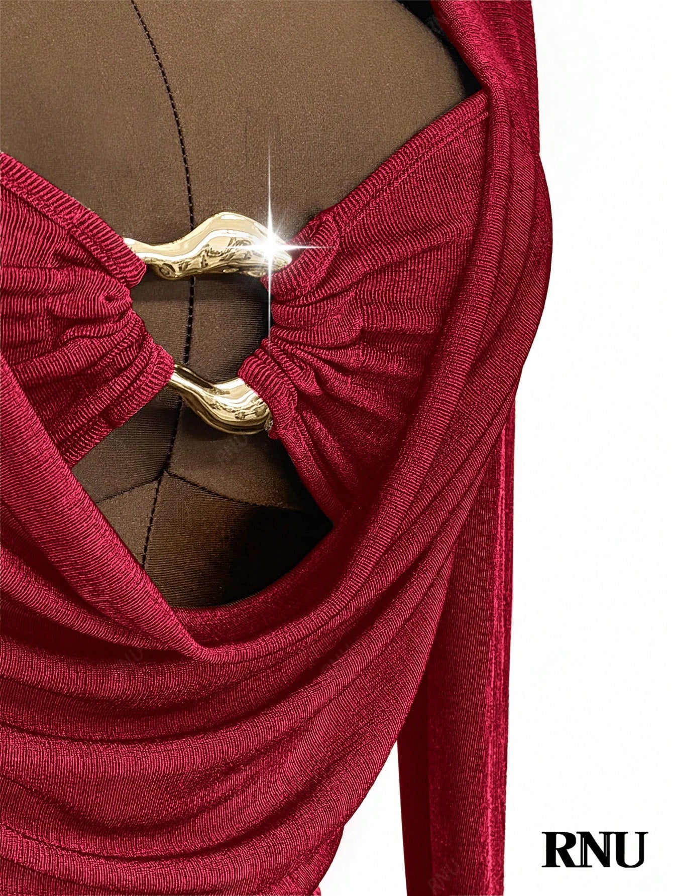 Red Cowl Neck Bodycon Mini Dress